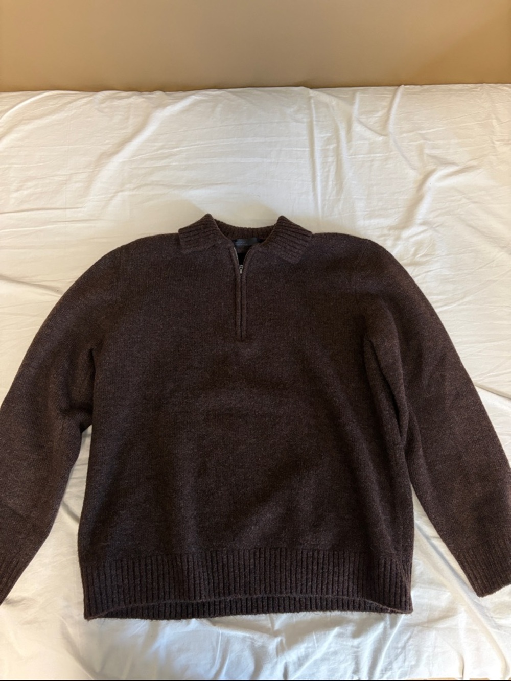 Oak + Fort Brown Quarter Zip Knit Sweater Small